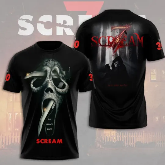 Discover Scream 7 Movie 2026 The Legacy Ends 3D All Over Printed T-Shirt