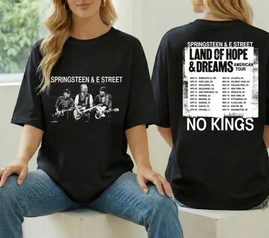 Bruce Springsteen and E Street 2026 Tour Dates Double Sided T-Shirt