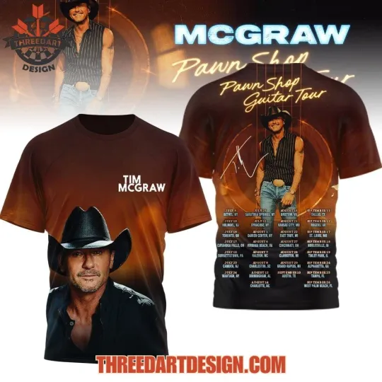 Discover Tim McGraw Pawn Shop Guitar Tour 2026 All Over Print 3D T-Shirt