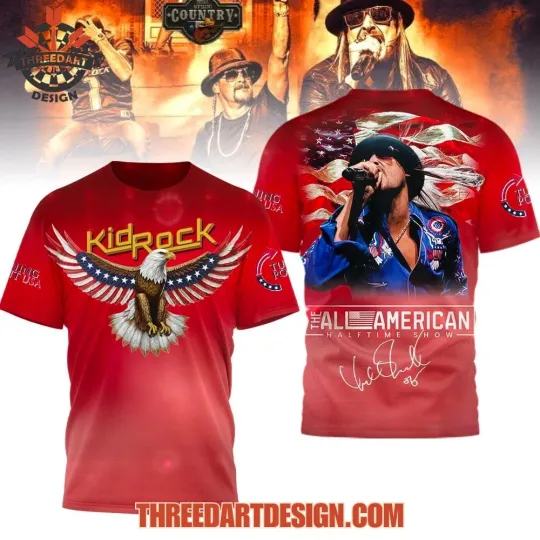 Kid Rock The All American Halftime Show 2026 All Over Print 3D T-Shirt