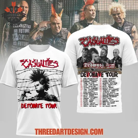 Discover The Casualties Detonate Tour 2026 All Over Print 3D T-Shirt