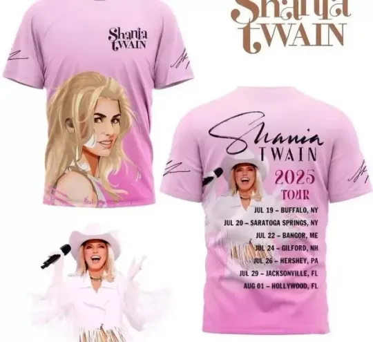 Discover Shania Twain 2025 Tour For Fan Premium Edition 3D T-Shirt SEG_629