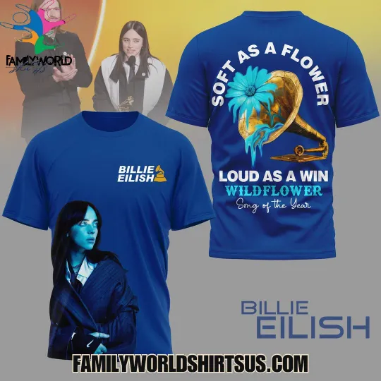 Billie Eilish Song Of The Year 2026 Blue 3D T-Shirt