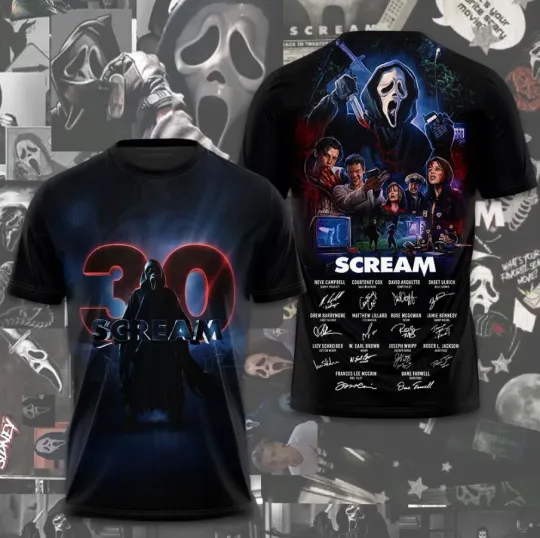 Discover Scream 30Th Anniversary Signatures 3D Apparel T-Shirt