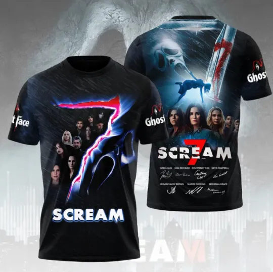 Discover Scream 7 30Th Anniversary Signatures 3D All Over Printed T-Shirt
