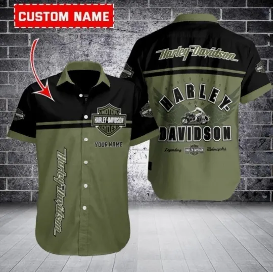 Discover Personalized Harley Motor Racing Davidson Casual Button Down Shirt Adults S-5XL