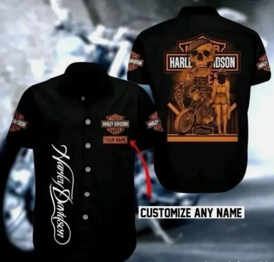Discover Personalized Harley Motor Racing Davidson Casual Button Down Shirt S-5XL