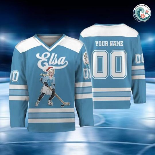 Custom Disney Princess Elsa Simple Hockey Jersey, Custom Disneyland Hockey Jersey, Hockey Team, Gift for Disney Fans