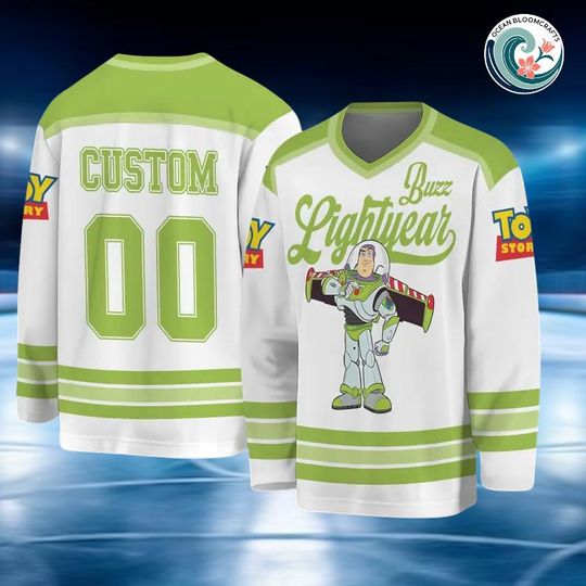 Custom Buzz Lightyear Hockey Jersey, Personalized Toy Story Disney Shirt, Space Ranger Team Outfit