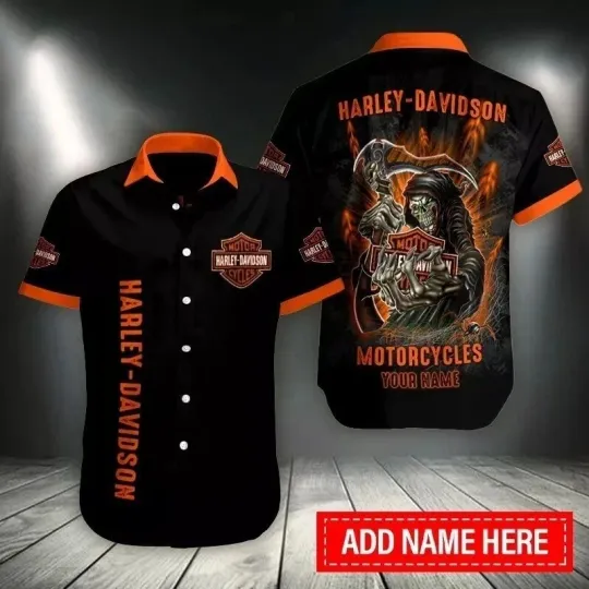 Discover Personalized Harrley Motor Racing Daviidso'n Casual Button Down Shirt Unisex Adults