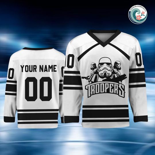 Discover Personalize Disney Star Wars Troopers Hockey Jersey, Kid Adult Matching Hockey Jersey, Gift for Star Wars Fans