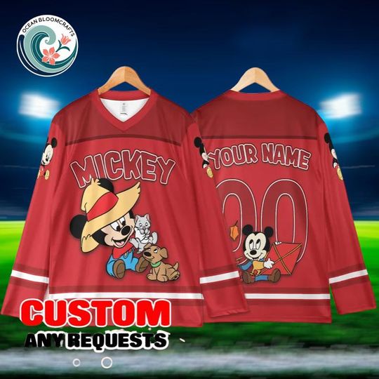 Discover Custom Mickey Hockey Jersey Name Number  Youth Adult Personalized Cute Hockey Shirt Birthday Gift