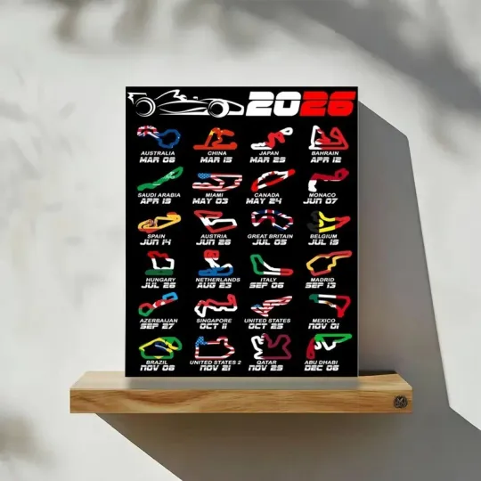 Discover Calendar Formula race cars 2026 Poster | No Framed