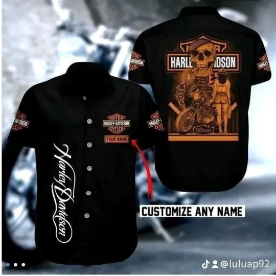 Discover Retro Harrley Motor Racing Daviidso'n Hawaiian Shirt - Style Biker Party Wear