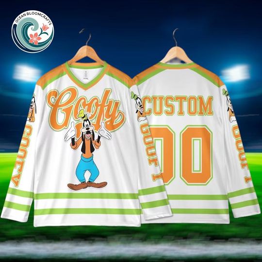 Discover Personalized Goofy Hockey Jersey, Custom Disney Mickey and Friends Shirt, Goofy Sports Outfit, Matching Disney Family Tee, Disney Fan Gift