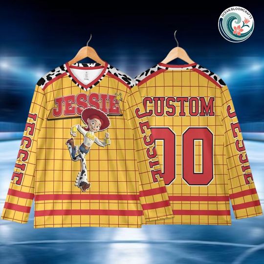 Discover Custom Jessie Hockey Jersey, Personalized Disney Toy Story Hockey Shirt, Classic Cartoon Team Outfit, Matching Family Disney Hockey