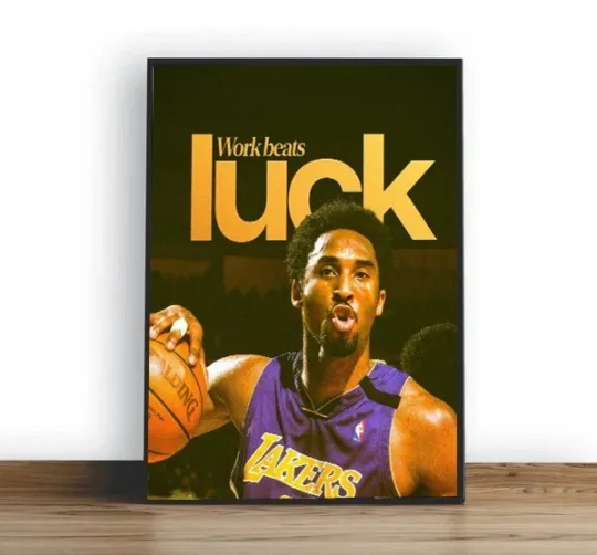 Discover Work Beats Luck Basketball Motivational Poster – Vertical Matte Wall Art No Frame