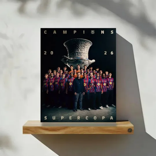 Discover Barcelona FC Champions Super Cup 2026 Vertical Poster