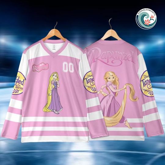 Discover Custom Disney Rapunzel Hockey Jersey, Custom Disneyland Hockey Jersey, Hockey Team, Gift for Disney Fans