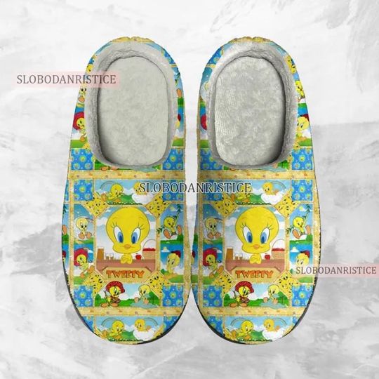 Discover Cartoon Bird Flannel Slippers, Cozy Indoor Shoes