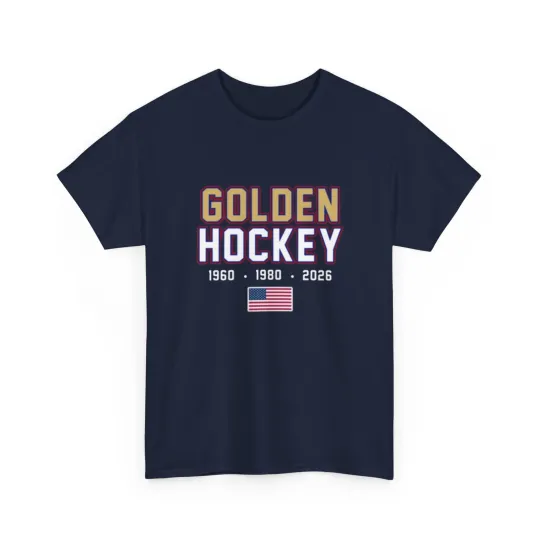 Discover Golden Hockey Mens Olympics Gold Medal Wins Printed T-Shirt 1960 1980 2026