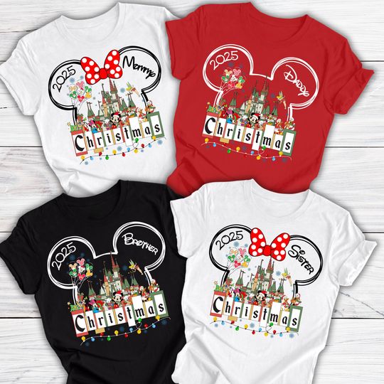Discover Disney Christmas Family Shirts, Custom Disney Christmas Shirts 2025, Disney Christmas Name and Year Shirts, Disney Christmas Trip Shirts