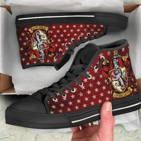 Discover HandmadeGothic Red Dragon High Top Canvas Sneakers | Unisex Streetwear