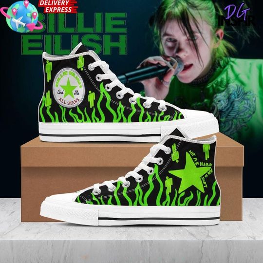Green Flame High Top Canvas Shoes, Punk Rock Sneakers