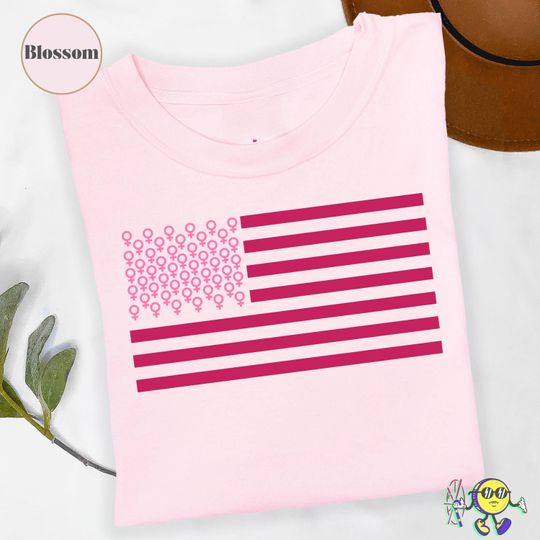 Discover Feminist USA Flag Women Empowerment shirt: Womens Rights Month Protest Tee