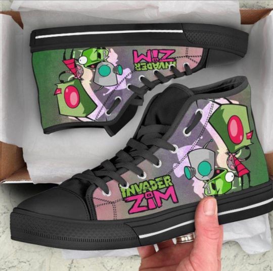 Discover Cartoon Alien High Top Sneakers, Retro Sci-Fi Shoes