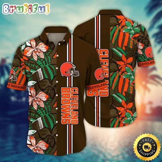 Discover Personalized Cleveland Football Brownss Team Hawaiian Shirt Button Down Unisex