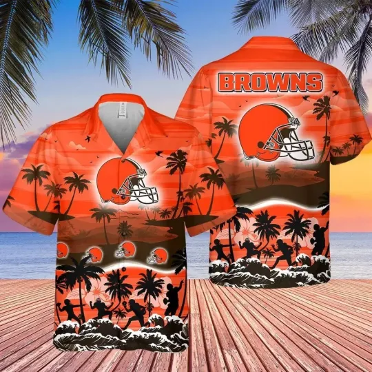 Discover Personalized Cleveland Football Brownss Team Hawaiian Shirt Button Down Unisex