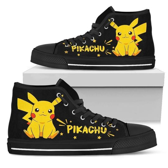 Discover HandmadeAnime Inspired High Top Sneakers, Electric Monster Yellow Canvas Shoes