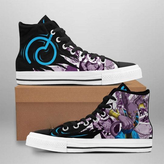 Discover HandmadeAnime Inspired High Top Canvas Sneakers, Purple Fantasy Graphic Shoes