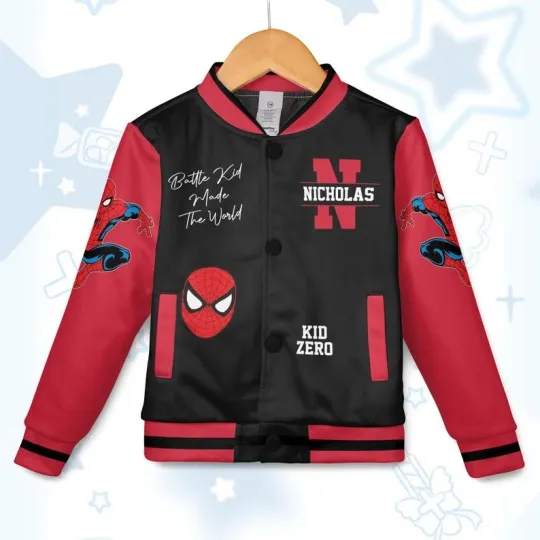 Personalized Spiderman Battle Kid Made The World Superhero Baseball Jacket