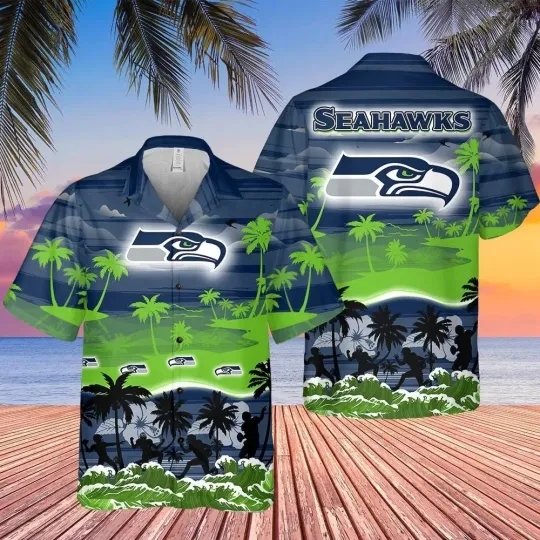 Discover Seattle Football Seahawkss Team Hawaiian Shirt Button Down Unisex