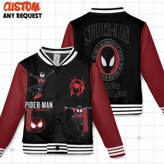 Spiderman Miles Morales Superhero Fan Gift Spider-Verse Baseball Jacket