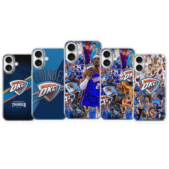 Discover Oklahoma City Thunder Phone Case, NBA Team Cover for iPhone 17 Pro Max, 16e, 15, 14, 12 & Samsung S25 Ultra, S24 FE, A56, Pixel 10 XL, 9a, 8