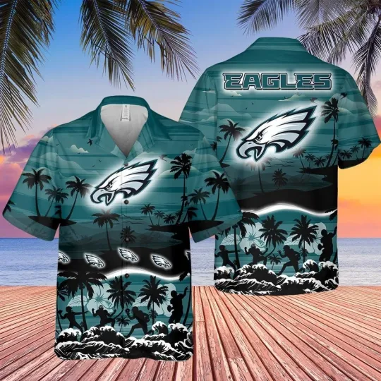 Discover Personalized Philadelphia Football Eagless Team Hawaiian Shirt Button Down Adult