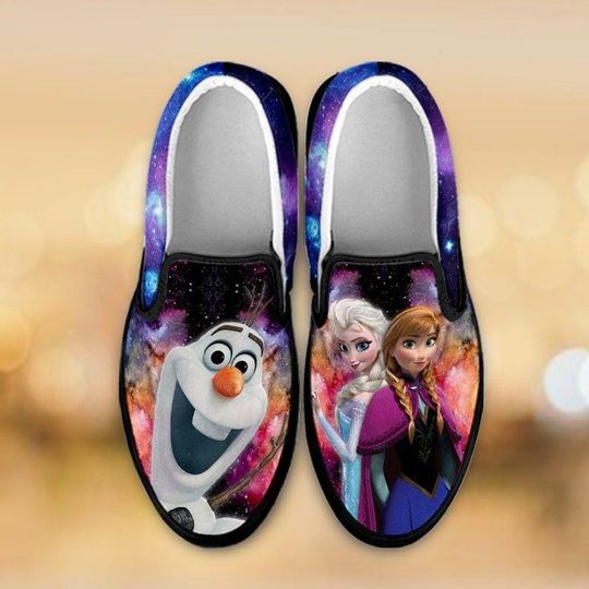 Galaxy Princess Anime Slip On Shoes, Ice Queen Cartoon Sneakers