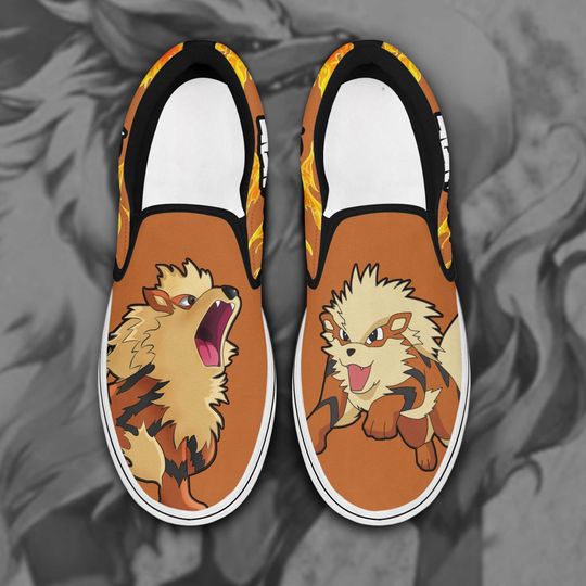 Anime Fire Dog Slip On Sneakers