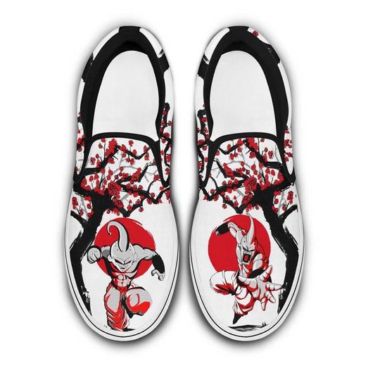 Discover HandmadeAnime Style Villain Fighter Fan Art Slip-On Canvas Shoes, Red Black Battle Sneakers,