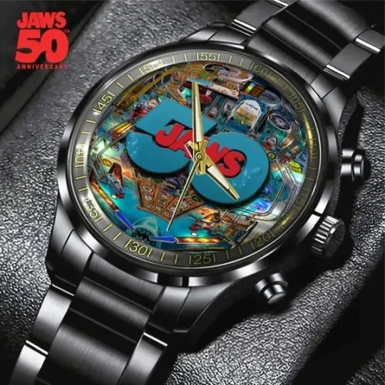 Discover Jaws Black Stainless Steel Watch 50th Anniversary Gift