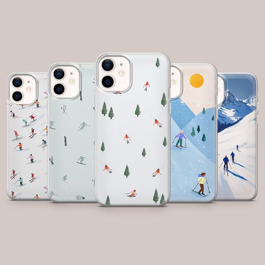 Discover Skiing Phone Case Ski Winter Resort Sport Cover for iPhone 17, 16Pro, 15, 14, 13, 12, Samsung S25, S24, S23, S22, A16 A56, Pixel 10Pro, 9Pro