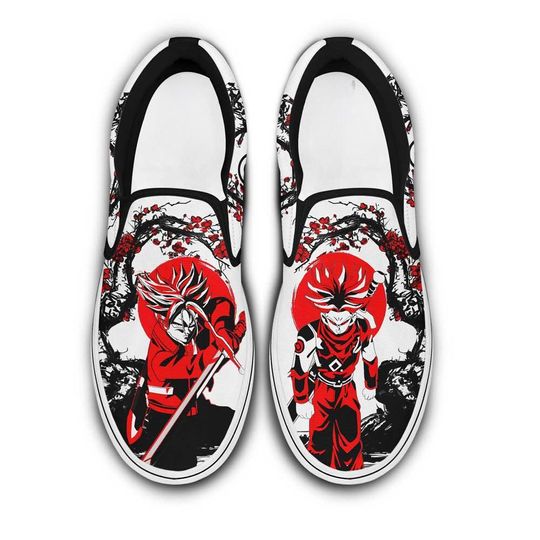 Anime Power Fighter Fan Art Slip On Sneakers, Energy Warrior Sneakers