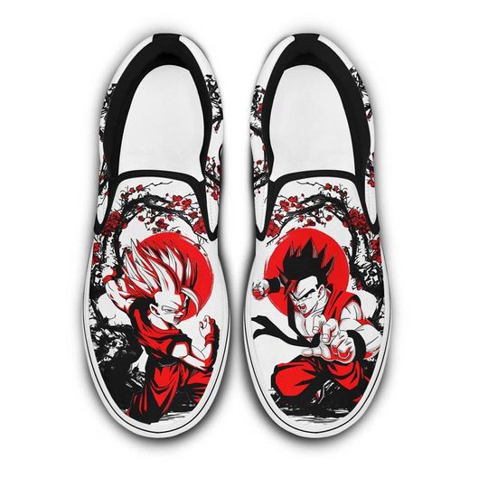 Anime Fighter Fan Art Slip On Sneakers, Martial Arts Sneakers