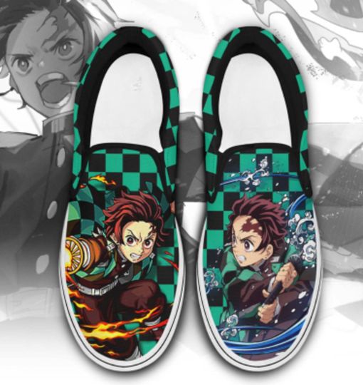 Anime Fan Art Slip On Sneakers, Sword Fighter Sneakers