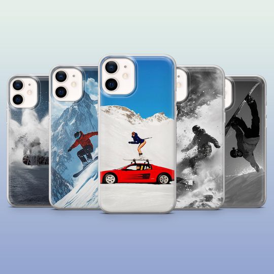 Discover Snowboarding Phone Case Skiing Winter Sport Cover for iPhone 17Pro, 16, 15, 14, 13, 12, Samsung S25, S24, S23, S22, A16, A26, Pixel 10, 9