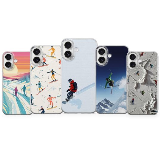 Discover Winter Sports Skiing Phone Case, Gift Cover for iPhone 17 Pro Max, 16e, 15, 14, 12 & Samsung S25 Ultra, S24 FE, A56, Pixel 10 XL, 9a, 8
