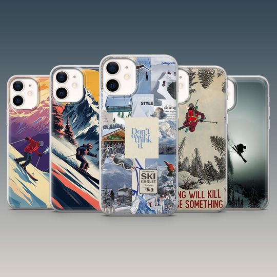 Discover Skiing Phone Case Snowy Mountains Winter Sport Cover for iPhone 17, 17Pro, 16e, 15, 14, 13, 12, Samsung S25 Fe, S24, A17, A56,Pixel 10Pro,9A